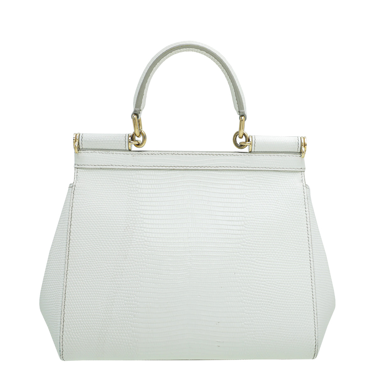 Dolce & Gabbana White Iguana Print Sicily Small Bag