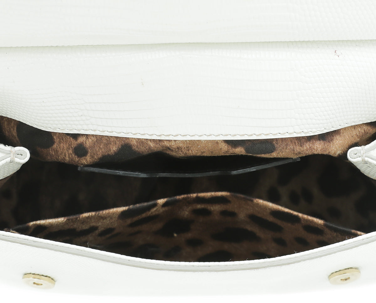 Dolce & Gabbana White Iguana Print Sicily Small Bag