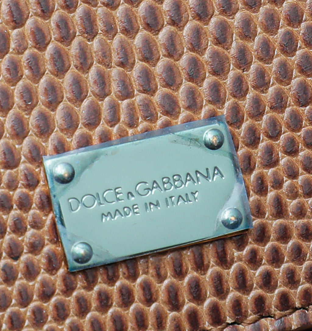 Dolce & Gabbana Browm Lizard Print Miss Monica Medium Shoulder Bag