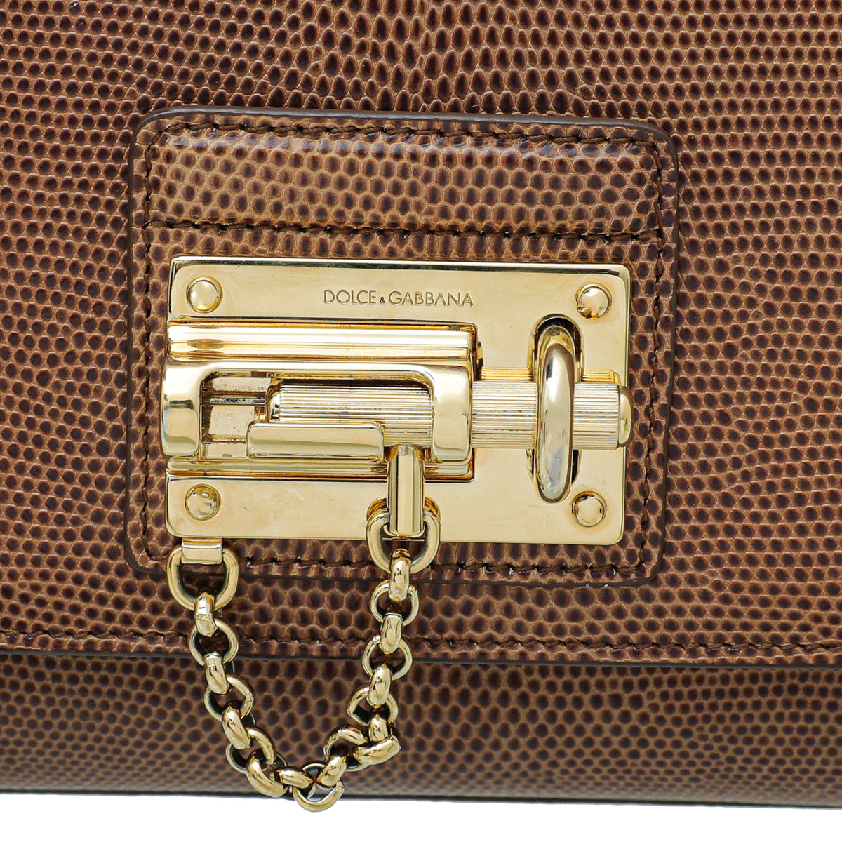 Dolce & Gabbana Browm Lizard Print Miss Monica Medium Shoulder Bag
