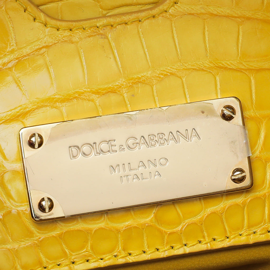 Dolce & Gabbana Yellow Crocodile Sicily Medium Bag