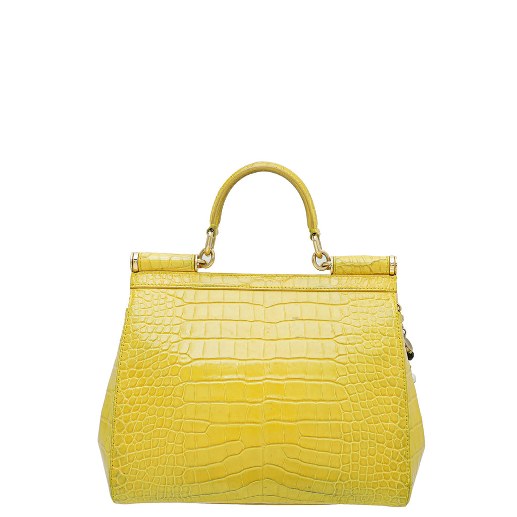 Dolce & Gabbana Yellow Crocodile Sicily Medium Bag