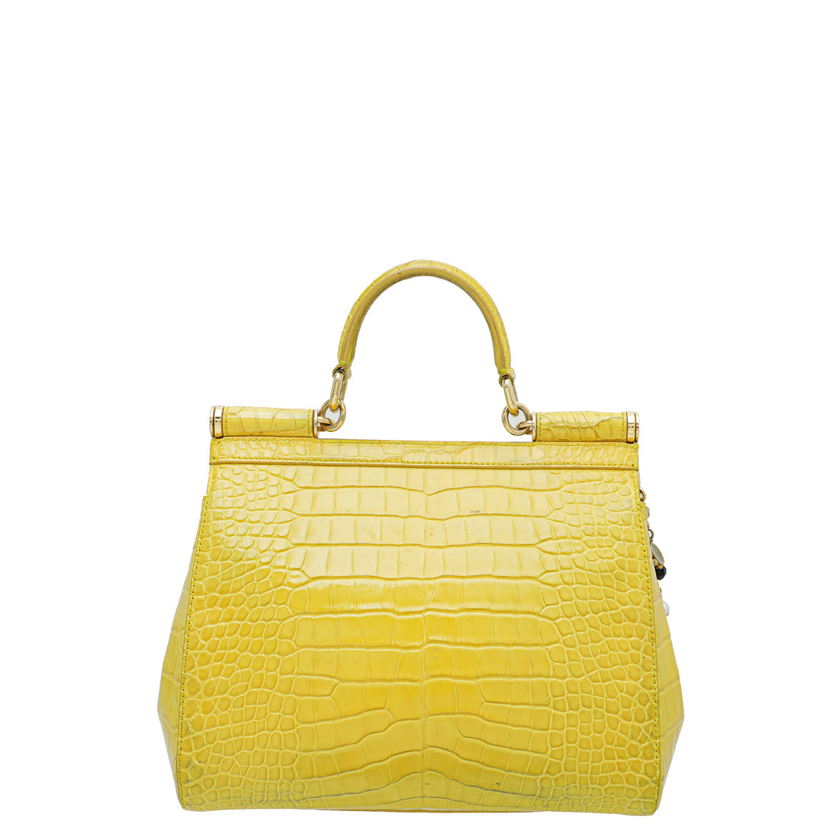 Dolce & Gabbana Yellow Crocodile Sicily Medium Bag