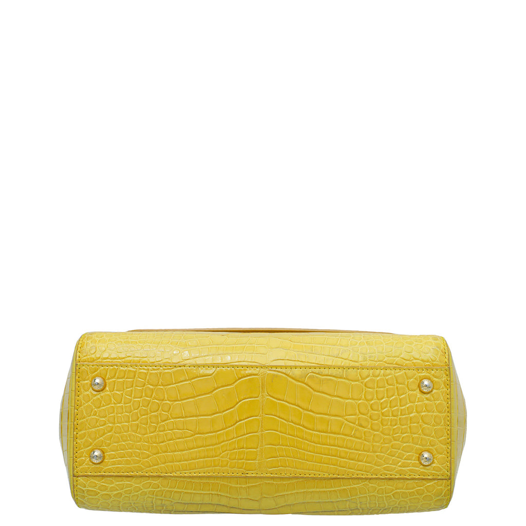 Dolce & Gabbana Yellow Crocodile Sicily Medium Bag