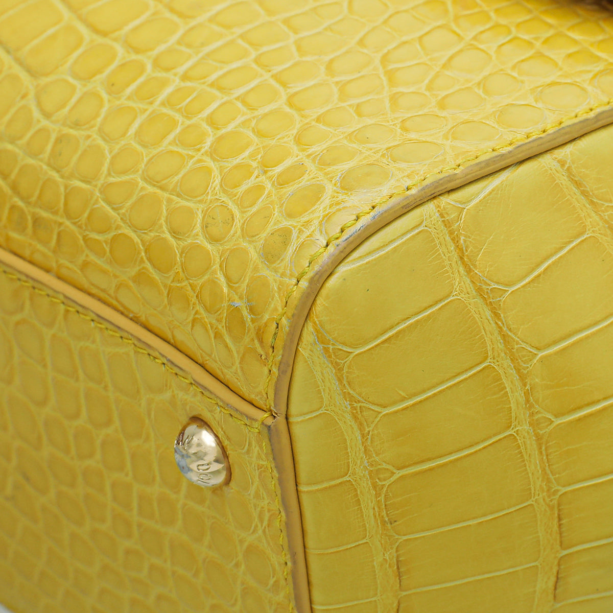 Dolce & Gabbana Yellow Crocodile Sicily Medium Bag