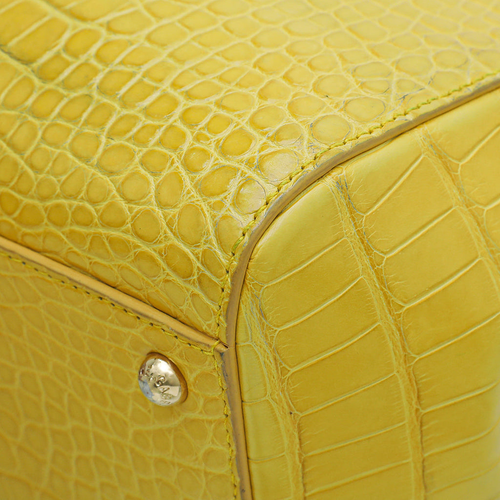 Dolce & Gabbana Yellow Crocodile Sicily Medium Bag