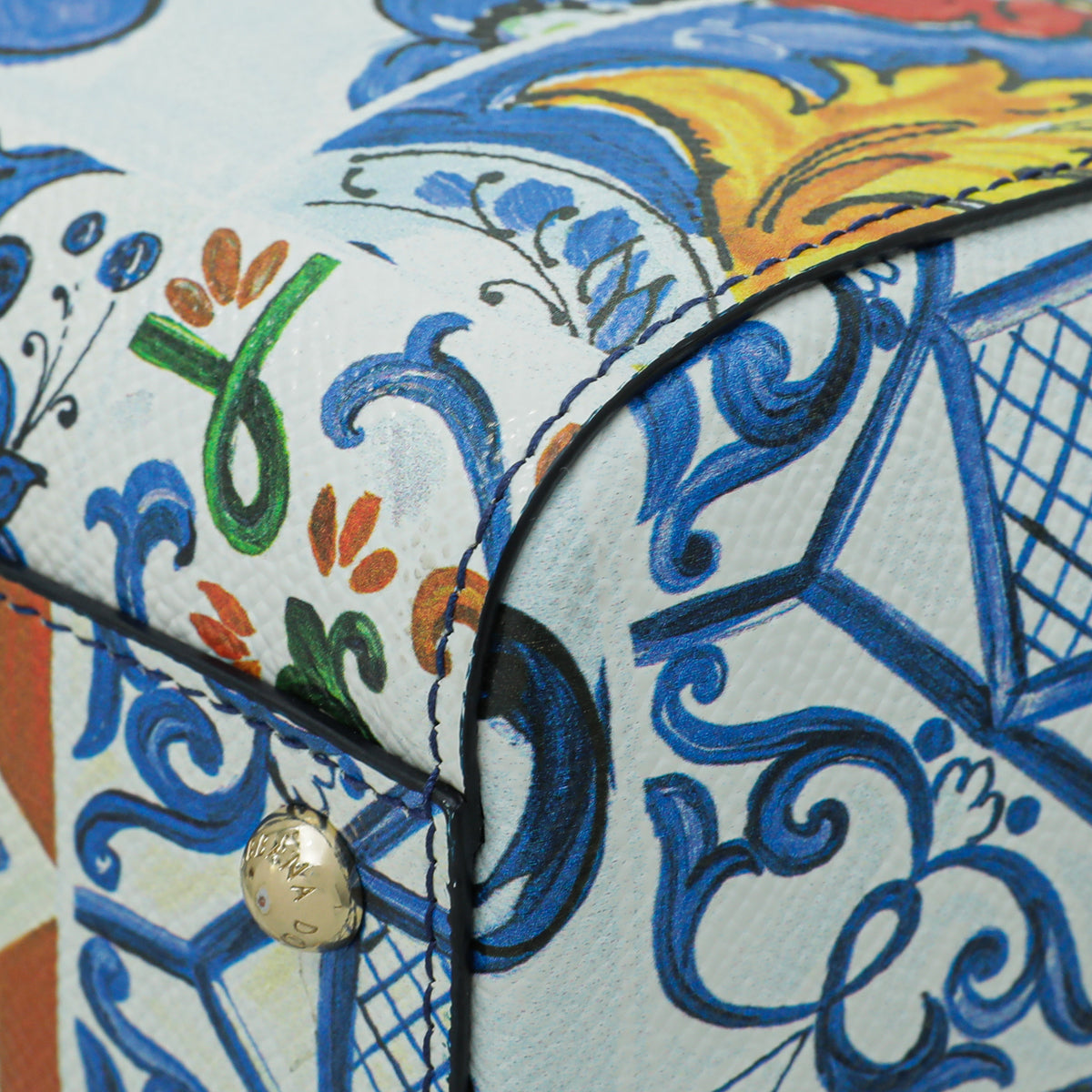 Dolce & Gabbana White Multicolor Majolica Print Sicily Bag