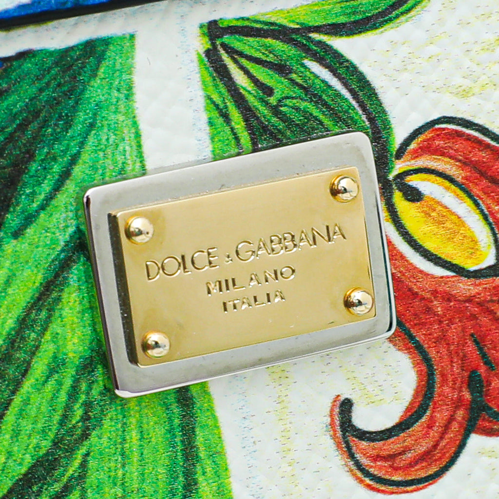 Dolce & Gabbana White Multicolor Majolica Print Sicily Bag