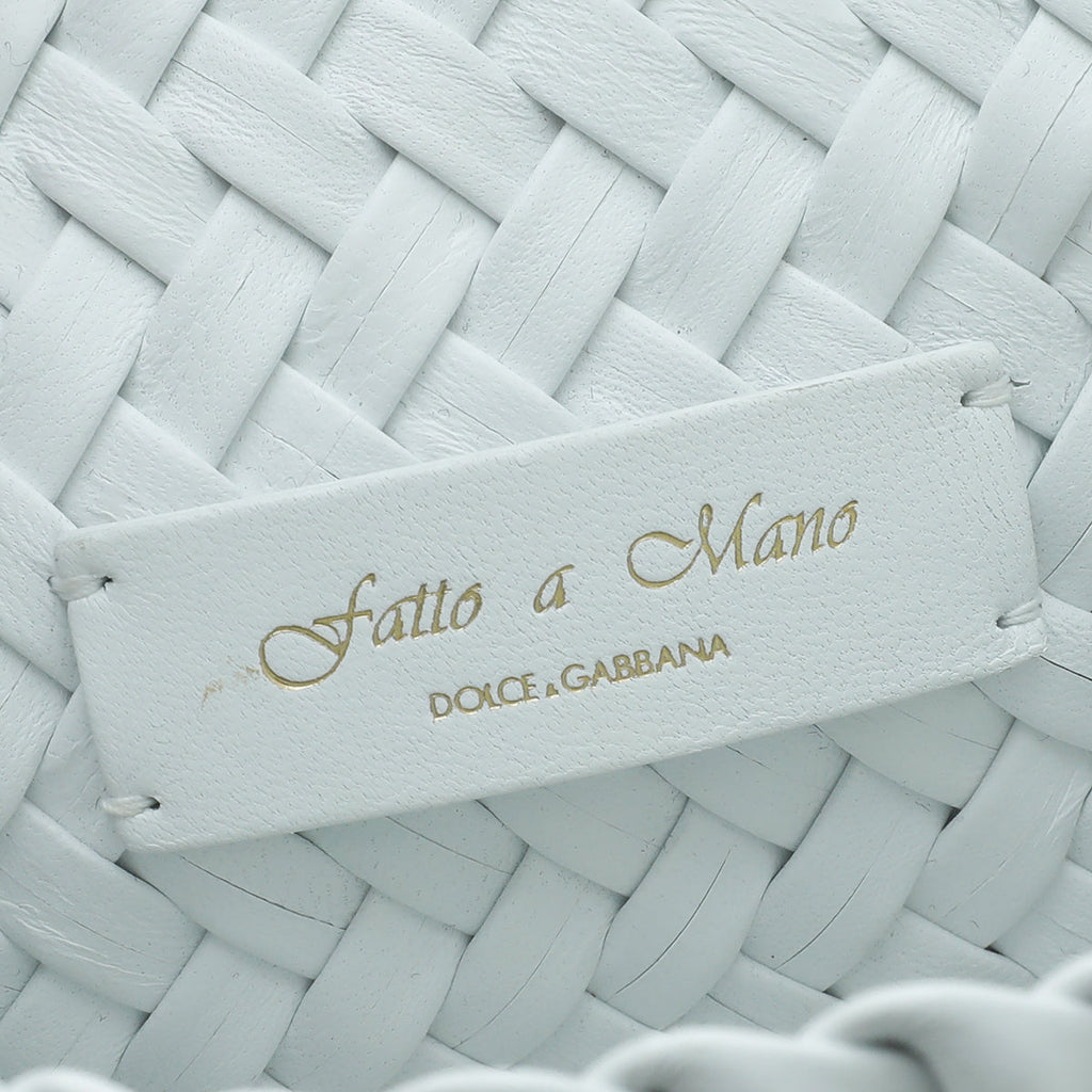 Dolce & Gabbana White Woven Devotion Small Chain Bag