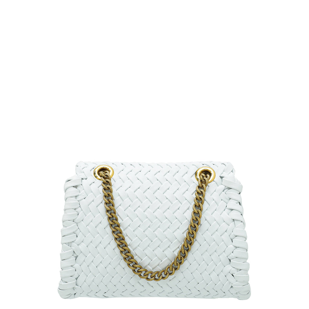 Dolce & Gabbana White Woven Devotion Small Chain Bag