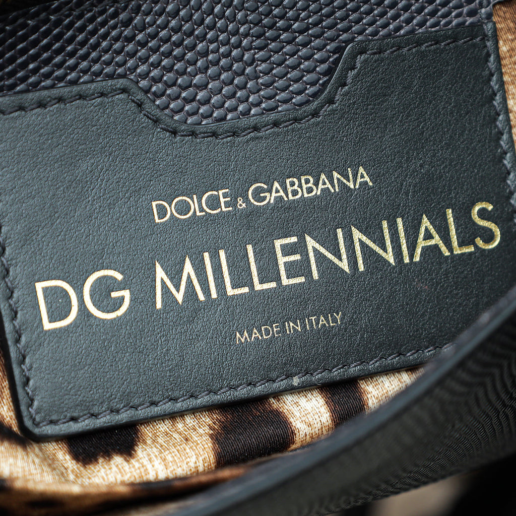 Dolce & Gabbana Grey Lizard Embossed DG Millennials Flap Bag