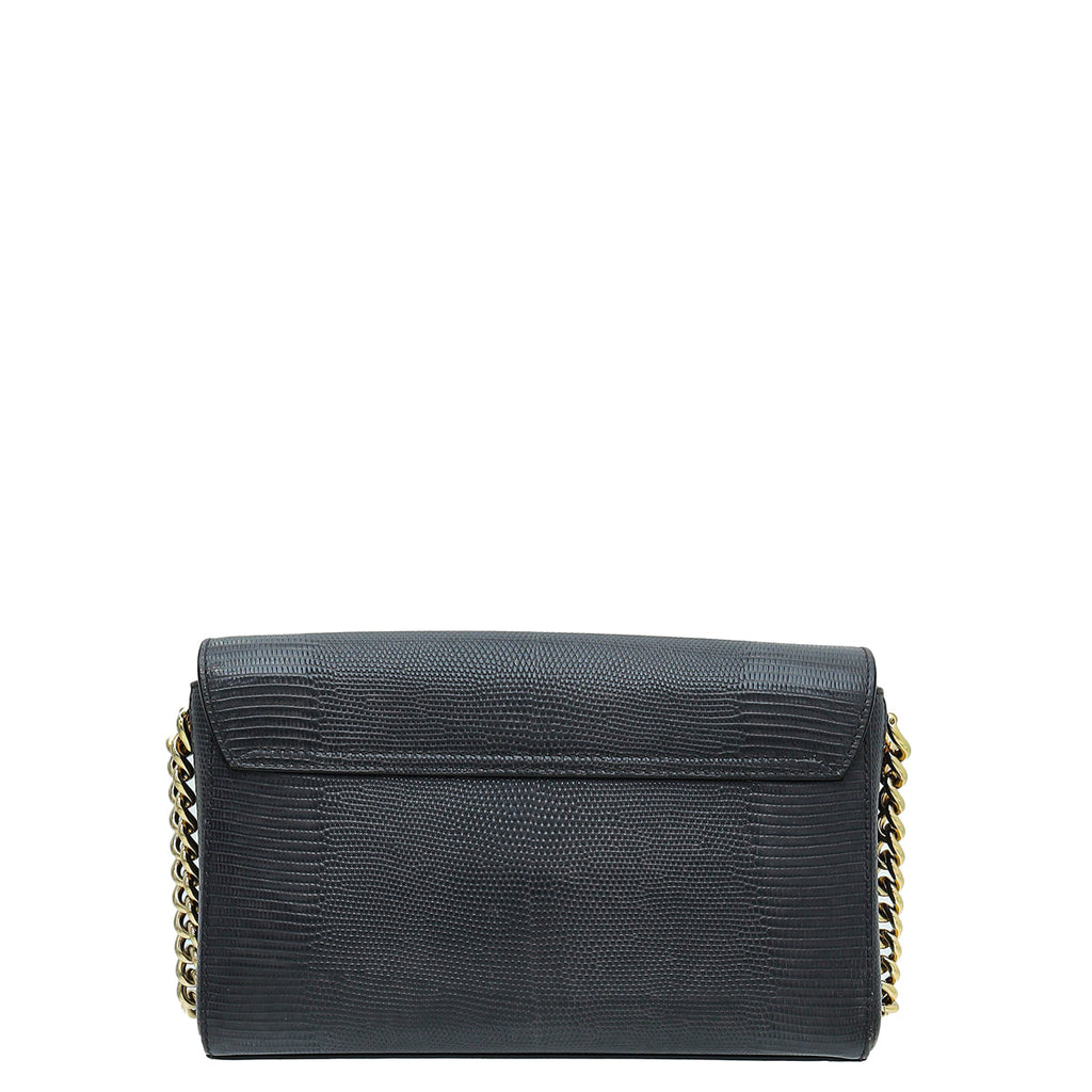 Dolce & Gabbana Grey Lizard Embossed DG Millennials Flap Bag