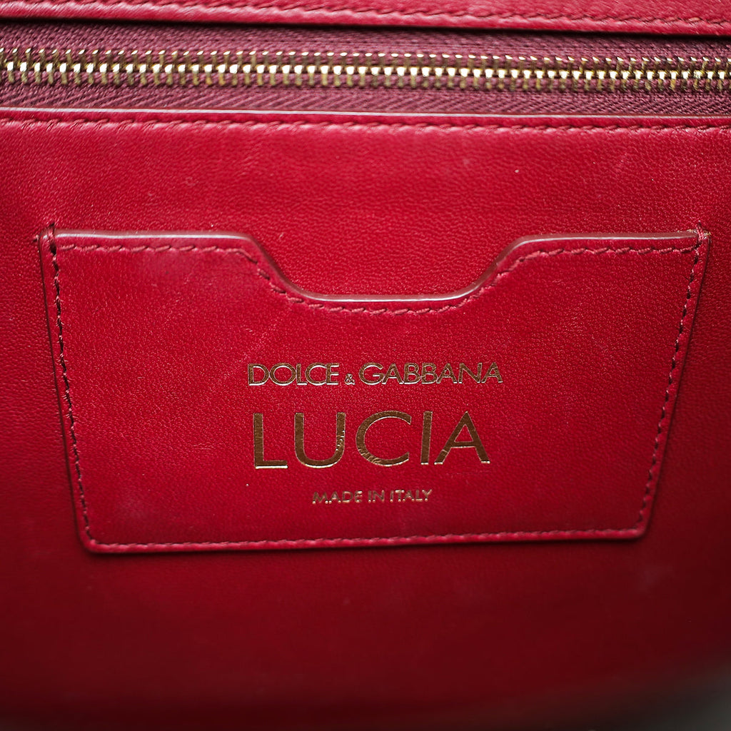 Dolce & Gabbana Light Gray Lizard Embossed Lucia Flap Bag