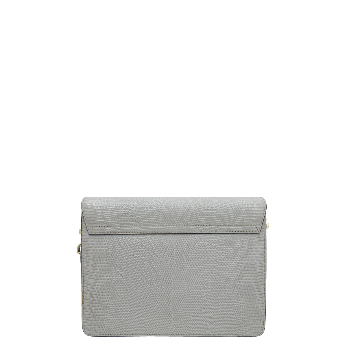 Dolce & Gabbana Light Gray Lizard Embossed Lucia Flap Bag