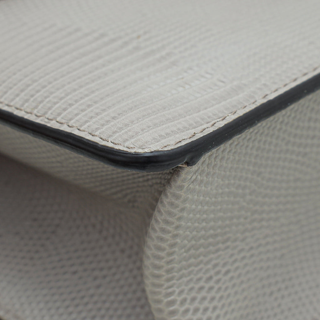 Dolce & Gabbana Light Gray Lizard Embossed Lucia Flap Bag
