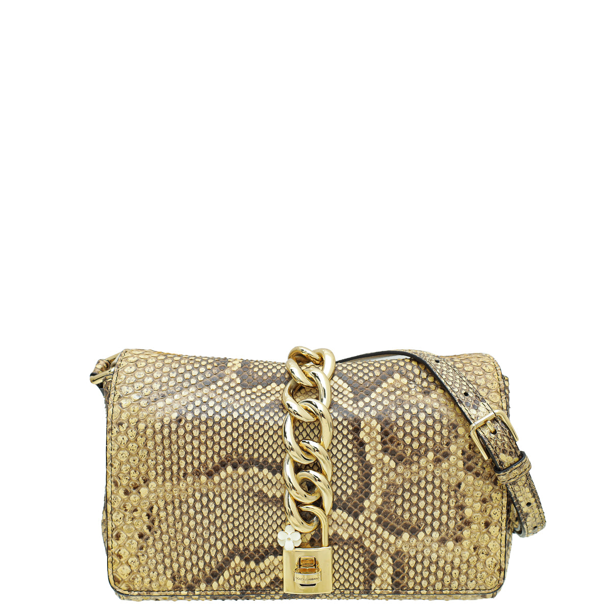 Dolce & Gabbana Bicolor Python Chain Padlock Flap Bag