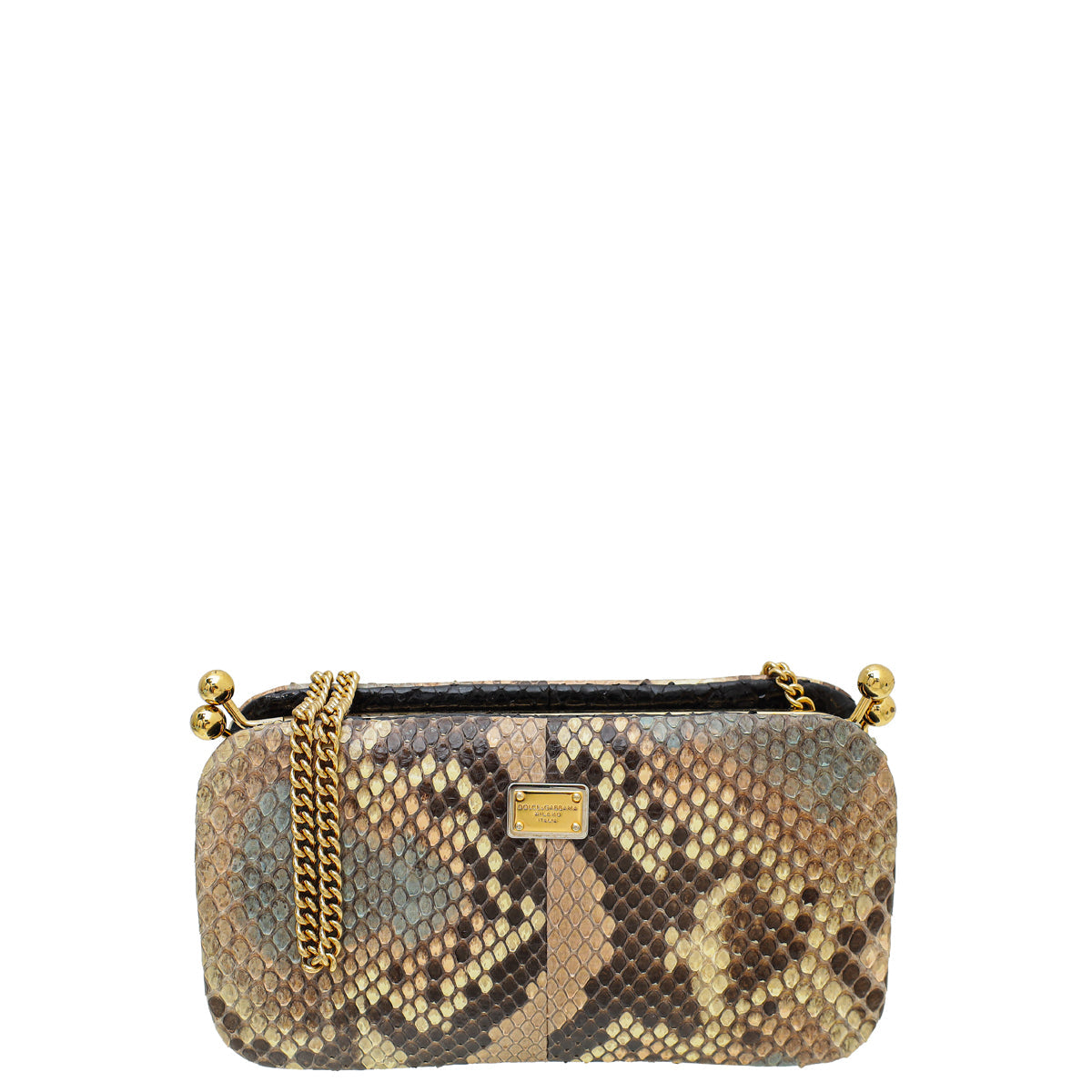 Dolce & Gabbana Multicolor Python Kiss Lock Chain Clutch