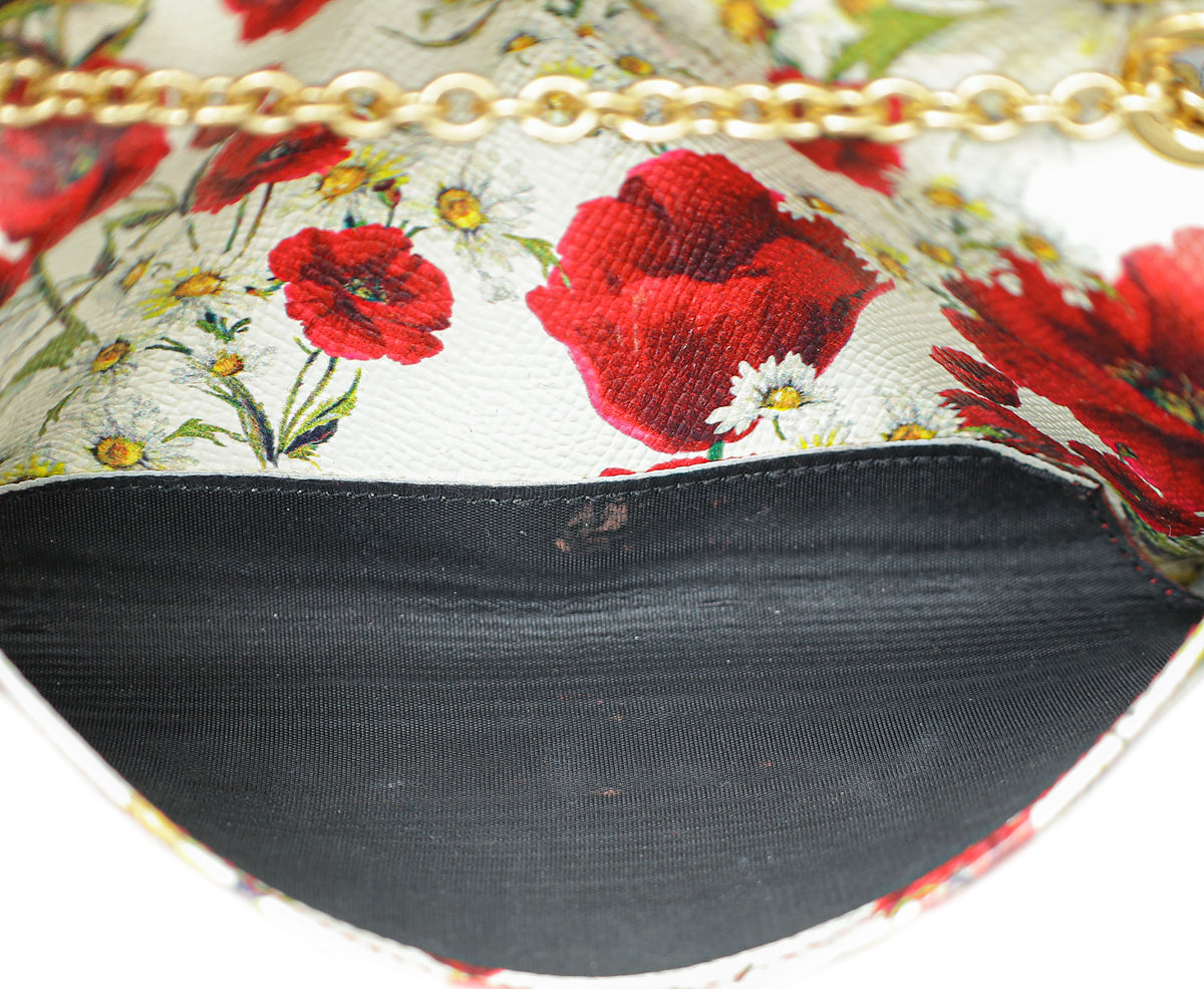 Dolce & Gabbana Mulitcolor Floral  Print Trifold Wallet on Chain