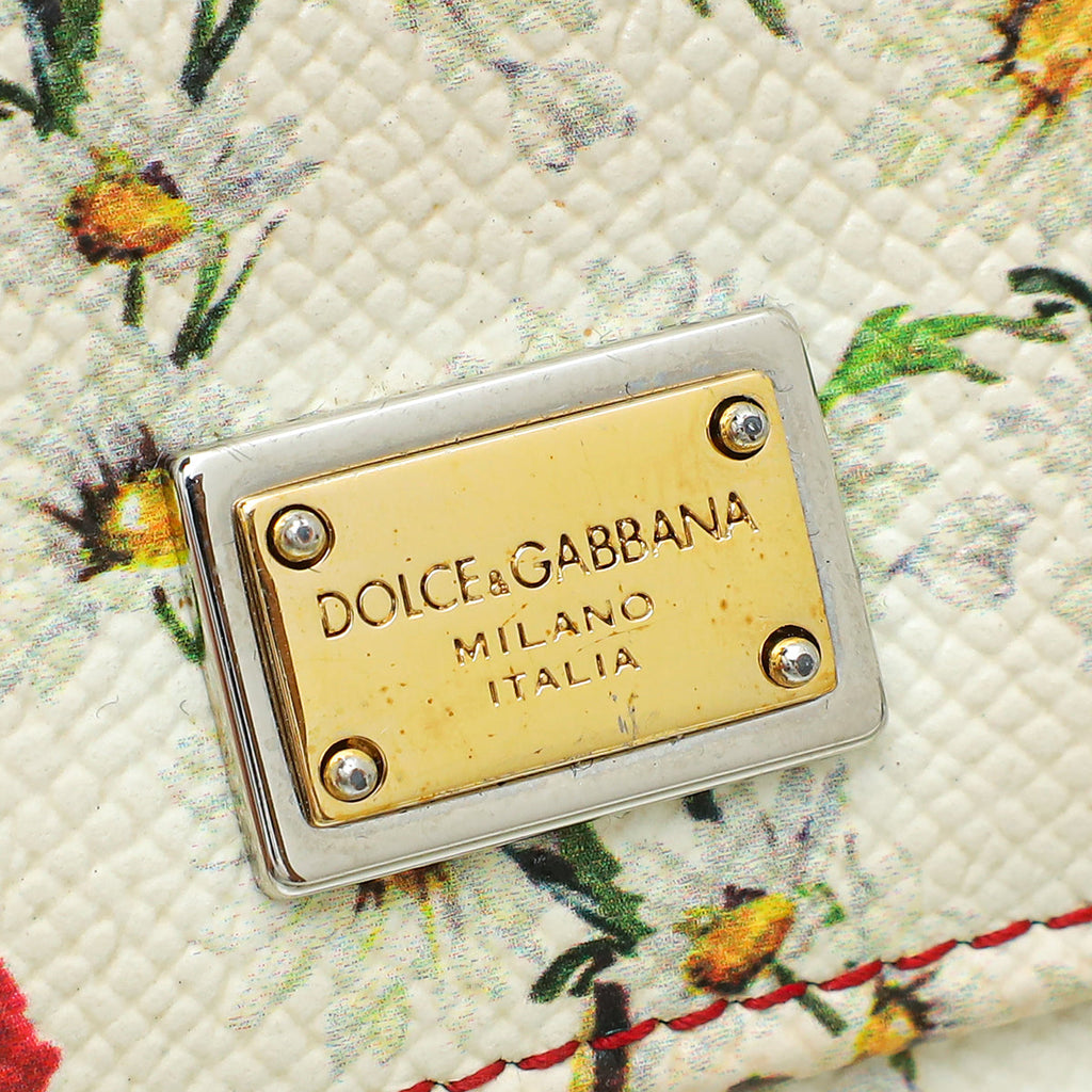 Dolce & Gabbana Mulitcolor Floral  Print Trifold Wallet on Chain