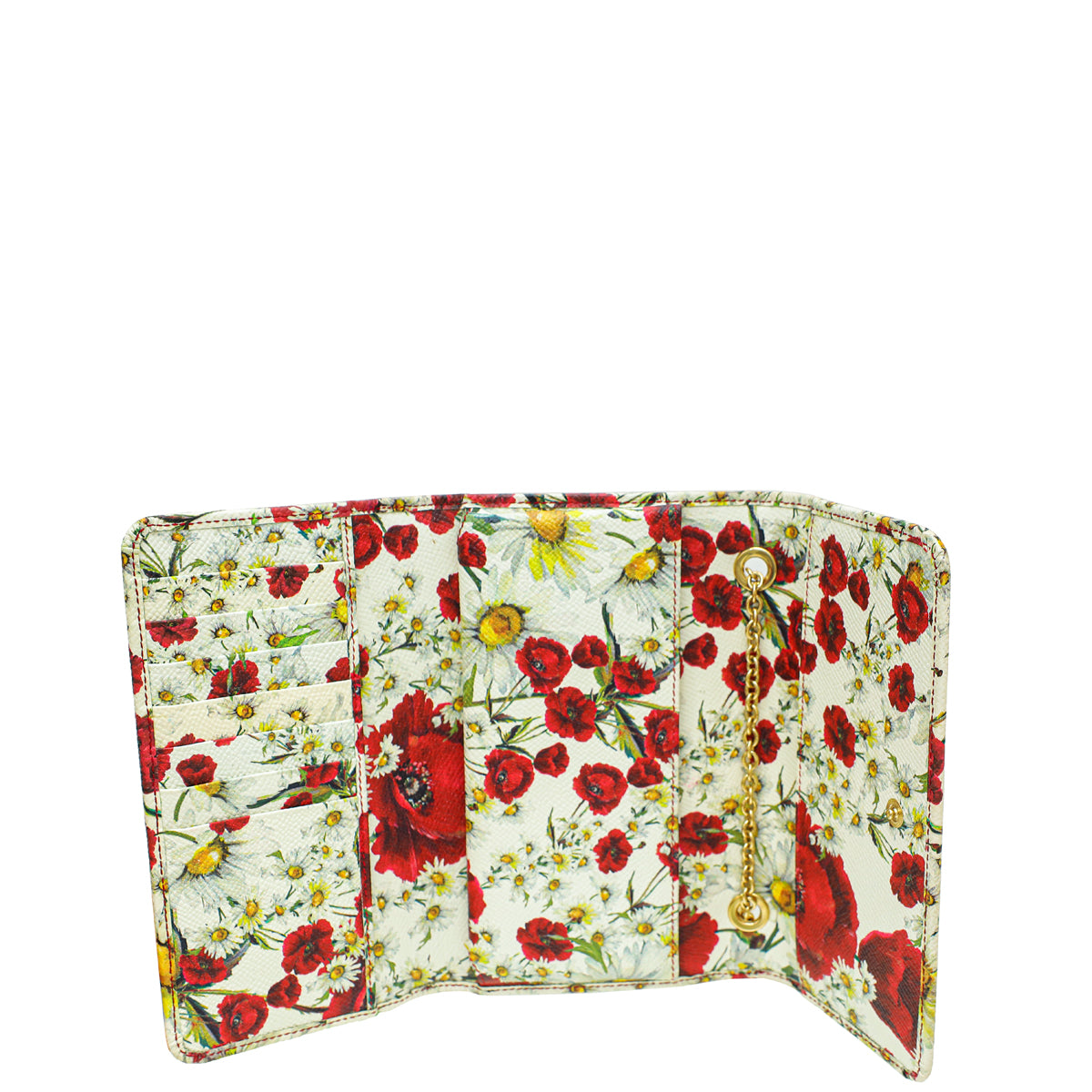 Dolce & Gabbana Mulitcolor Floral  Print Trifold Wallet on Chain