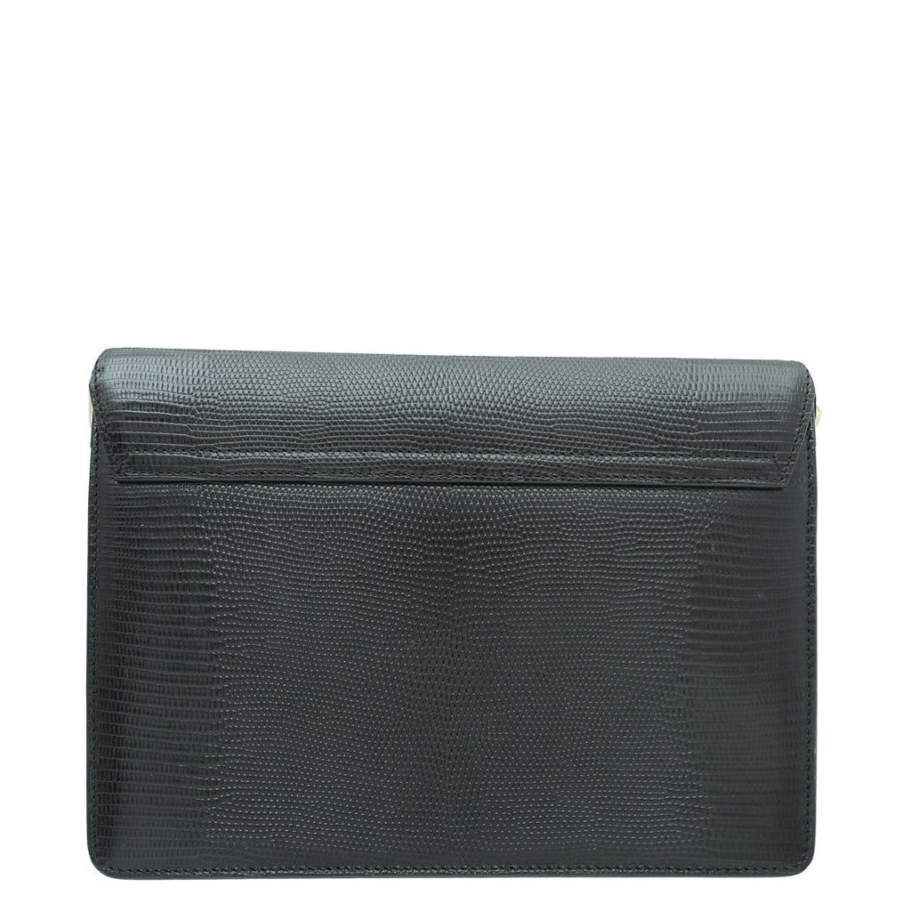 Dolce & Gabbana Black Iguana Print Lucia Flap Bag