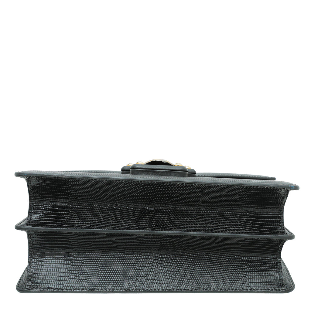 Dolce & Gabbana Black Iguana Print Lucia Flap Bag