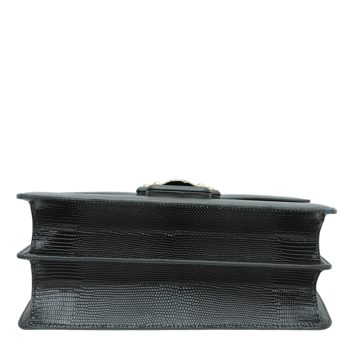 Dolce & Gabbana Black Iguana Print Lucia Flap Bag