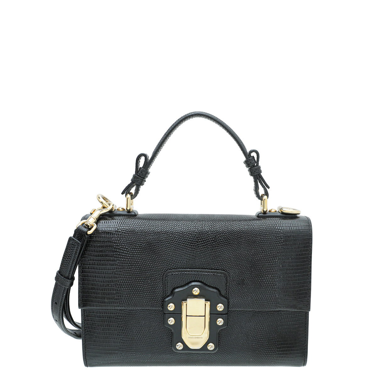 Dolce & Gabbana Black Iguana Print Lucia Bag