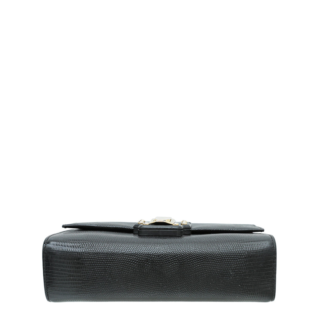 Dolce & Gabbana Black Iguana Print Lucia Bag