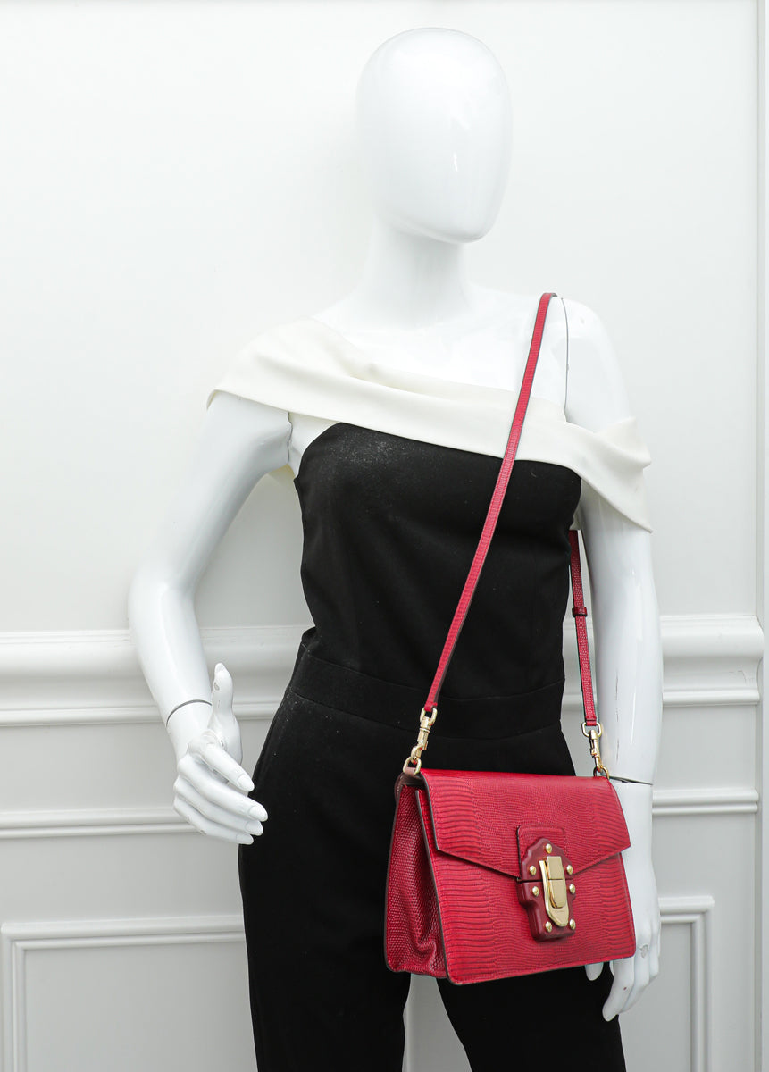 Dolce & Gabbana Red Iguana Print Lucia Shoulder Bag