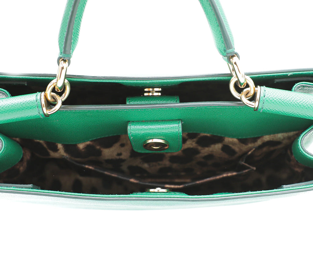 Dolce & Gabbana Green Dauphine Sicily Shopper Medium Bag