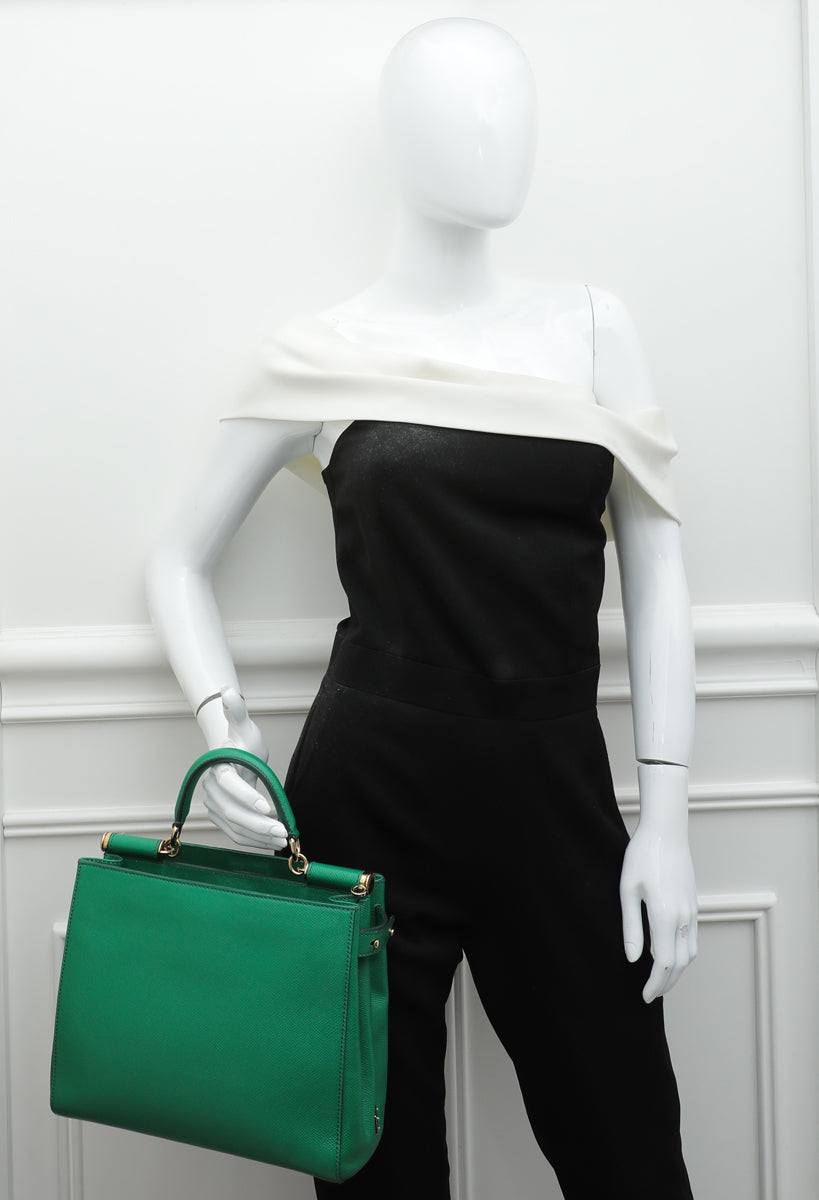 Dolce & Gabbana Green Dauphine Sicily Shopper Medium Bag