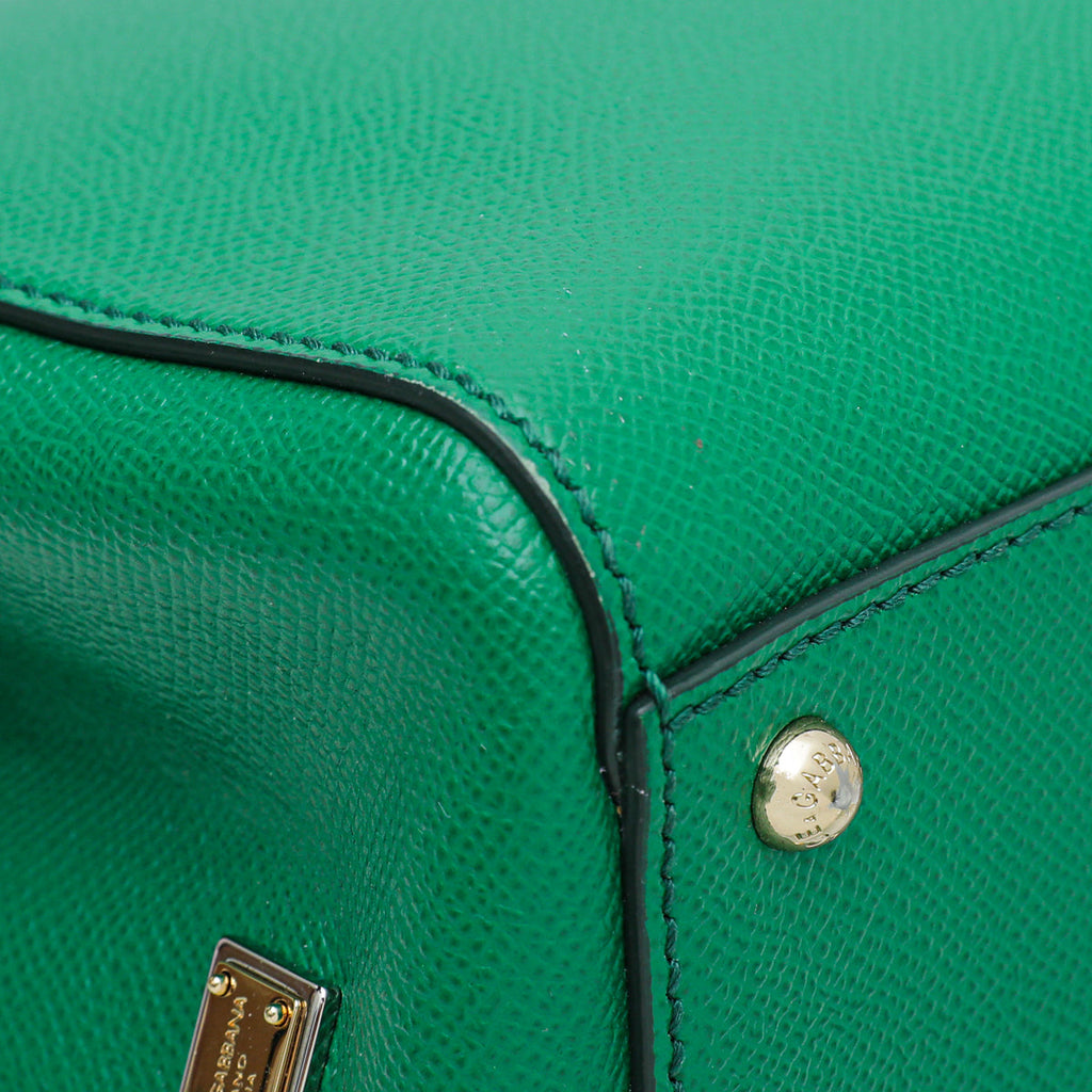 Dolce & Gabbana Green Dauphine Sicily Shopper Medium Bag
