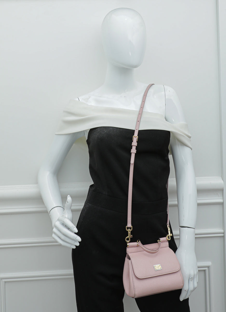 Dolce & Gabbana Light Pink Dauphine Sicily Micro Bag