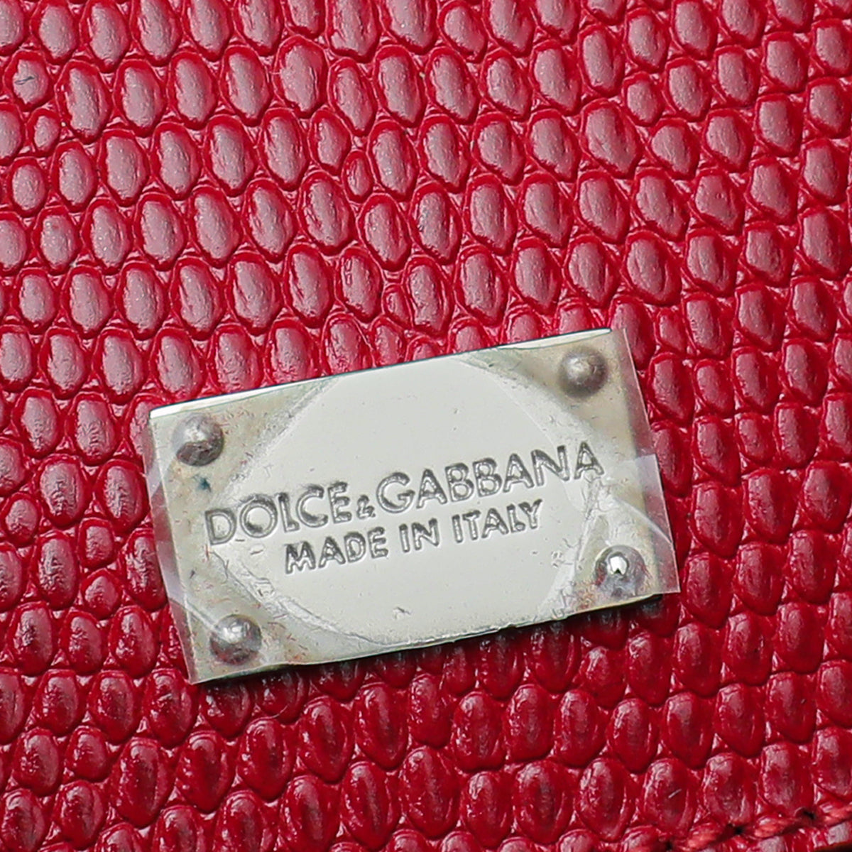 Dolce & Gabbana Red Lizard Embossed Monica Medium Bag