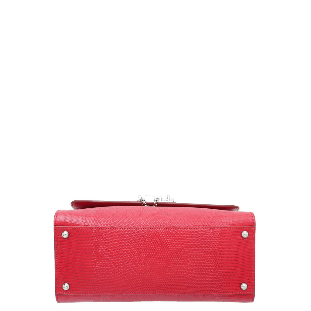 Dolce & Gabbana Red Lizard Embossed Monica Medium Bag