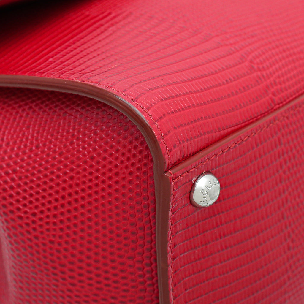 Dolce & Gabbana Red Lizard Embossed Monica Medium Bag