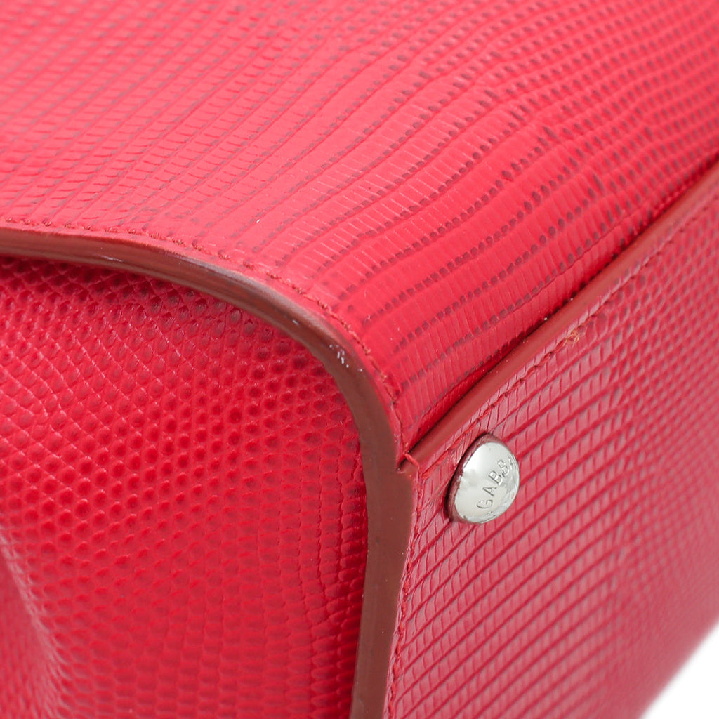 Dolce & Gabbana Red Lizard Embossed Monica Medium Bag