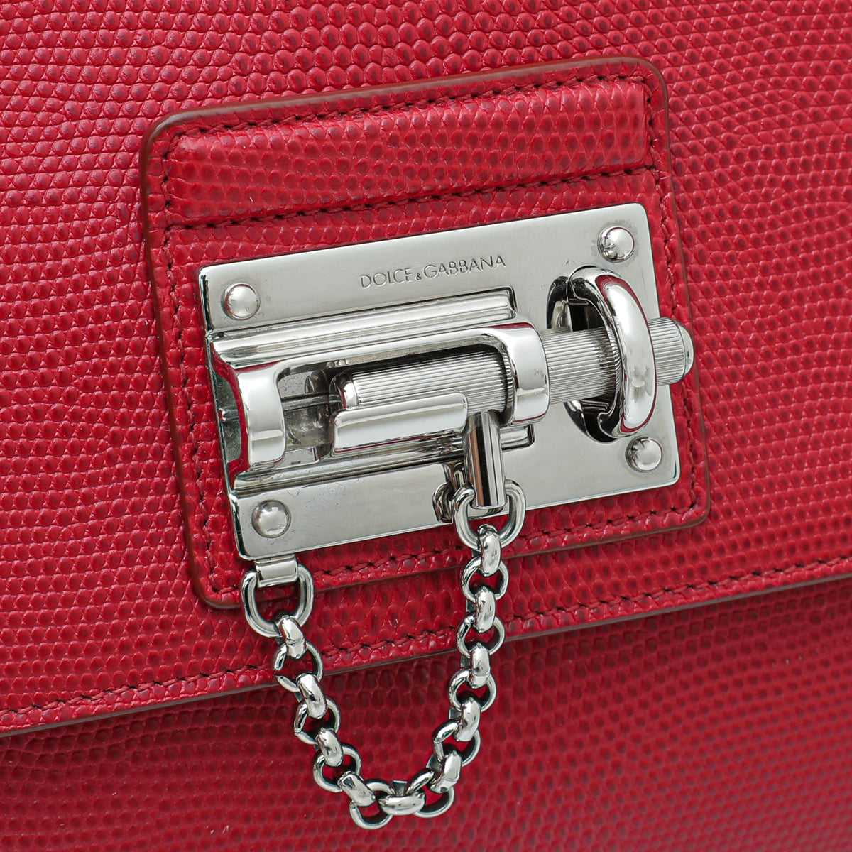 Dolce & Gabbana Red Lizard Embossed Monica Medium Bag