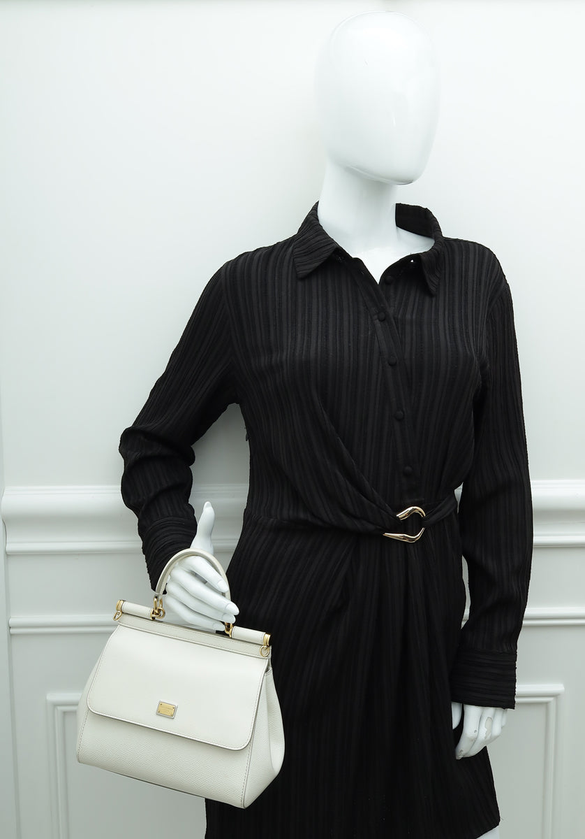 Dolce & Gabbana White Dauphine Sicily Small Flap Bag