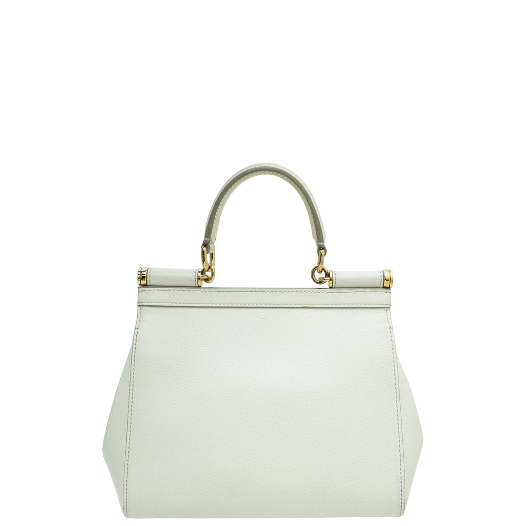 Dolce & Gabbana White Dauphine Sicily Small Flap Bag