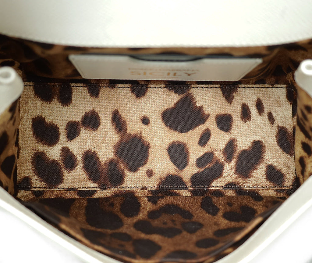 Dolce & Gabbana White Dauphine Sicily Small Flap Bag
