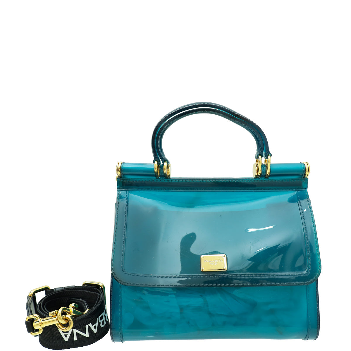 Dolce & Gabbana Teal PVC Rubber Sicily Flap Bag