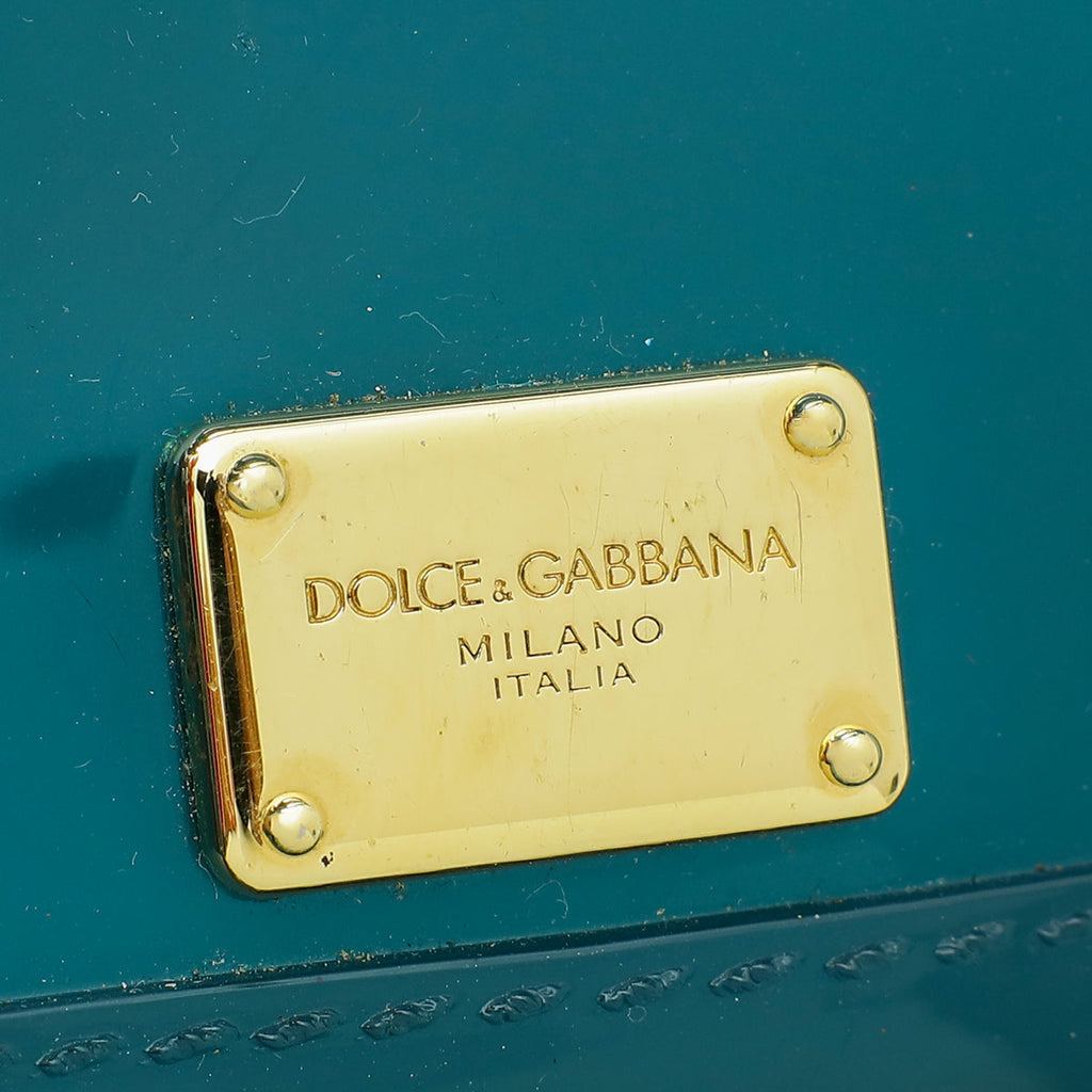 Dolce & Gabbana Teal PVC Rubber Sicily Flap Bag