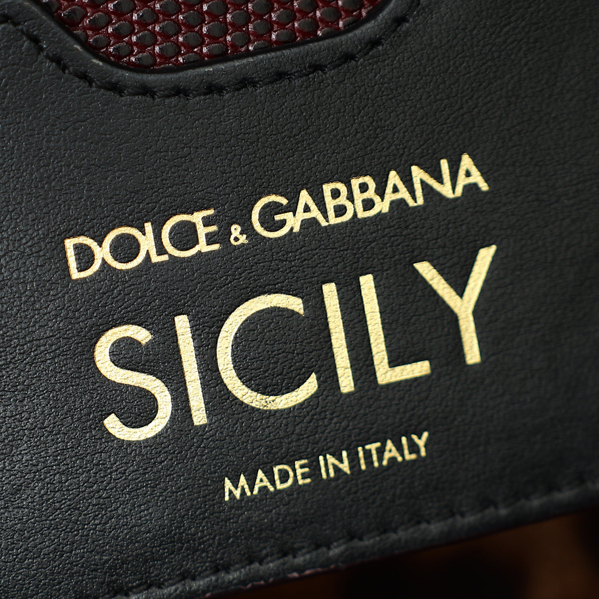 Dolce & Gabbana Bordeaux Lizard Embossed Sicily Medium Bag