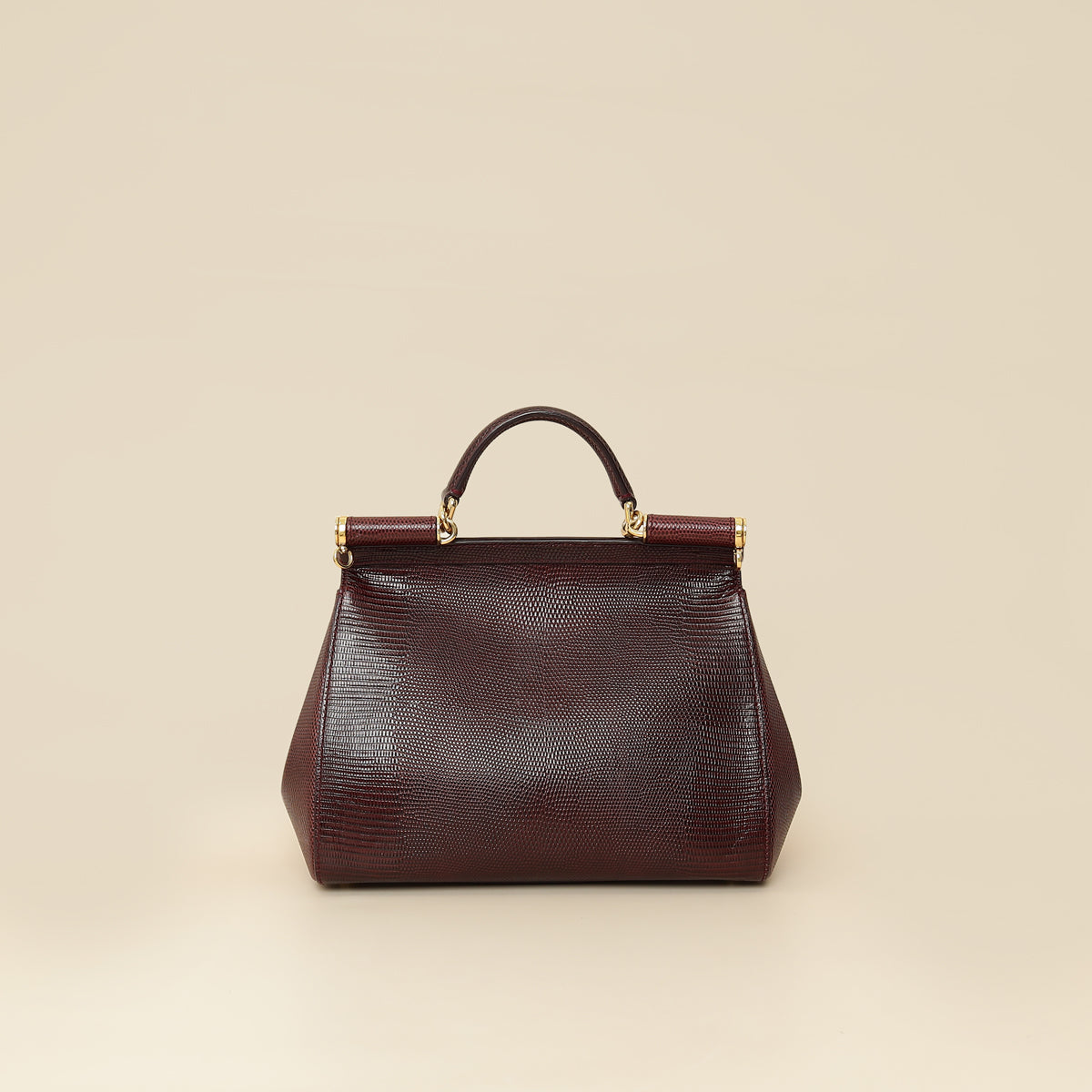 Dolce & Gabbana Bordeaux Lizard Embossed Sicily Medium Bag