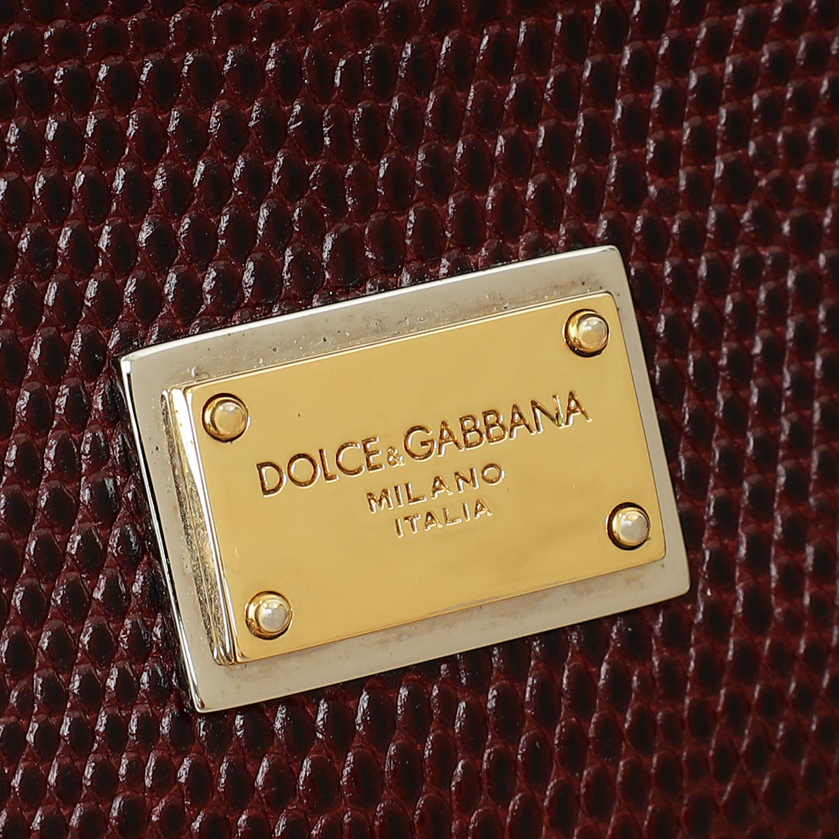 Dolce & Gabbana Bordeaux Lizard Embossed Sicily Medium Bag