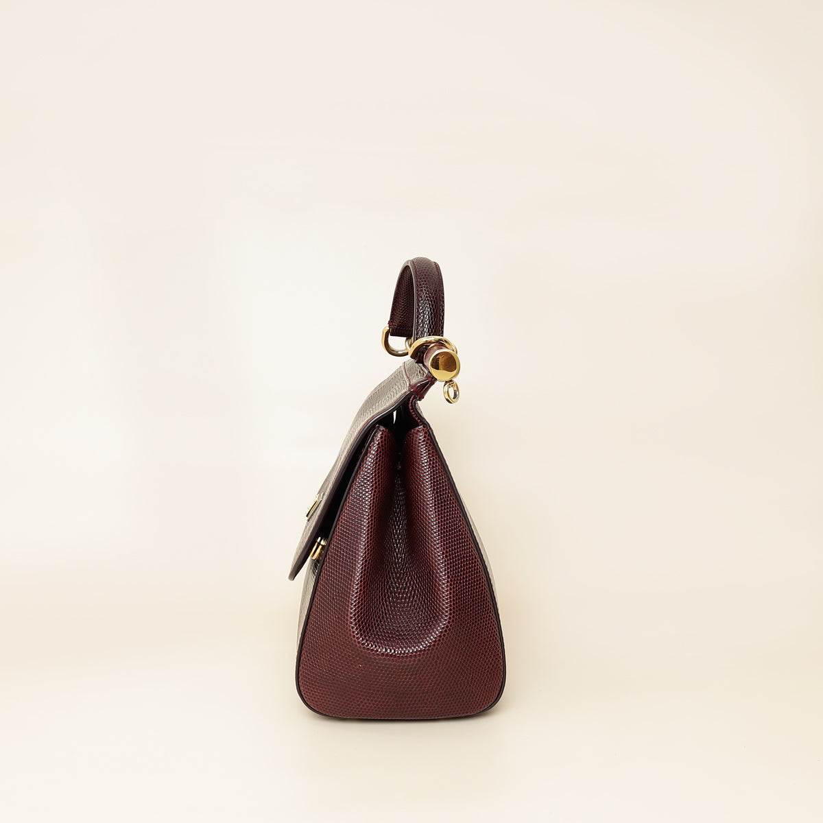 Dolce & Gabbana Bordeaux Lizard Embossed Sicily Medium Bag
