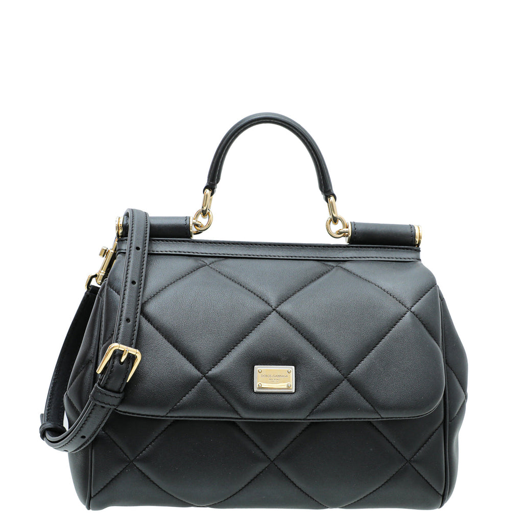 Dolce & Gabbana Black Quilted Sicily Medium Bag