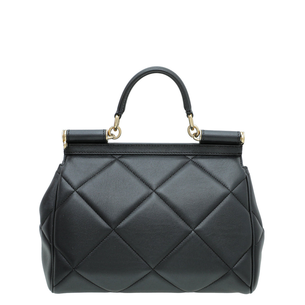 Dolce & Gabbana Black Quilted Sicily Medium Bag